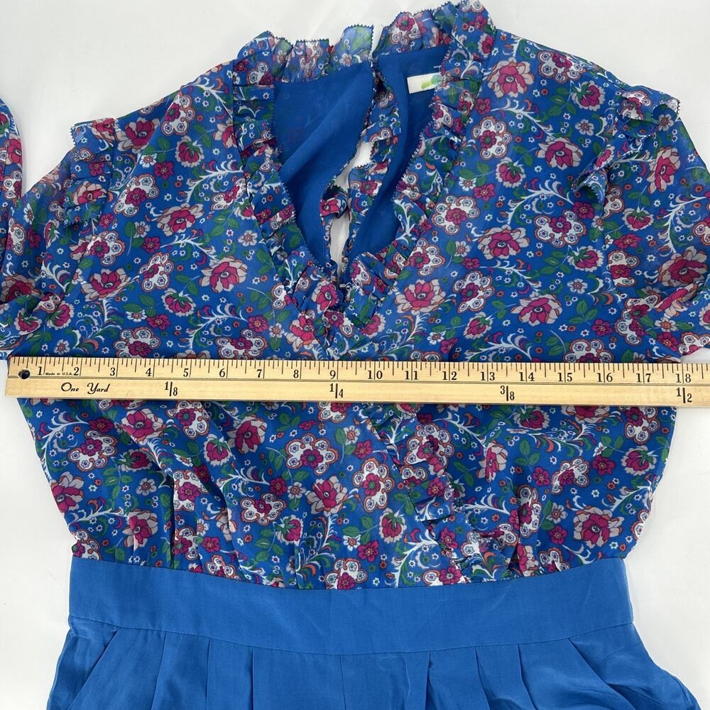 Boden Melody Silk Blend Jumpsuit Womens Size 4 Blue Floral Ruffle - Picture 11 of 15